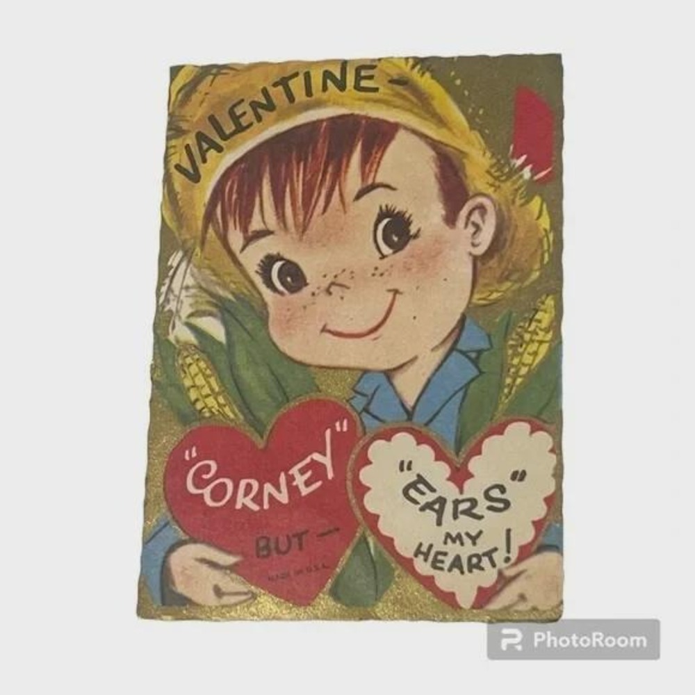 Vintage Valentines Card 1917 Corney But Ears My Heart